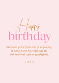 Verjaardagskaart roze taart happy birthday vrouw 3