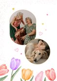 Verjaardagskaart tulpen aquarel en foto 80 jaar 2