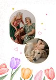 Verjaardagskaart tulpen aquarel en foto 80 jaar 2