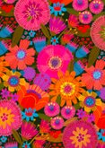 Verjaardagskaart veld met lentebloemen knalkleuren 2
