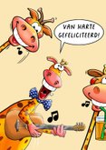Verjaardagskaart voor de jarige met vrolijke dieren 2