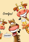 Verjaardagskaart voor de jarige met vrolijke dieren 3