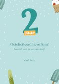 Verjaardagskaart voor een 2-jarige met heel veel ijsjes 3