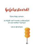 Verjaardagskaart voor kind met katje en ballon 3