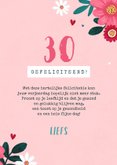 Verjaardagskaart vrouw bloemen champagne roze hartjes 3