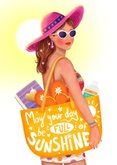 Verjaardagskaart vrouw op het strand zomer zonnebril 2