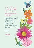 Verjaardagskaart zomer bloemen met vlinders en vogel 3