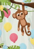 Verjaardagskaartje aapje jungle ballonnen hoera 2