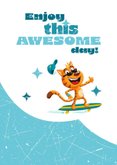 Verjaardagskaartje coole kat op skateboard 2