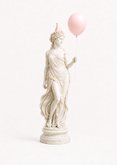 Verjaardagskaartje grappig klassiek standbeeld met ballon 2