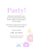 Vrolijk uitnodiging feestje met pastel bloemen en bril 3