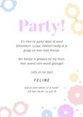 Vrolijk uitnodiging party met pastel bloemen en bril 3
