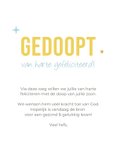 Vrolijke felicitatiekaart doop jongen met gelukspoppetje 3