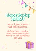 Vrolijke felicitatiekaart voor eerste verjaardag 3