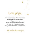 Vrolijke kaart met eenhoorn en kleine sterren in peach 3