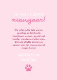 Vrolijke kerstkaart met hond en roze strik 3
