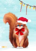 Vrolijke kerstkaart met kat en zuurstok 2