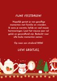 Vrolijke kerstkaart met kerstitems op planken 3