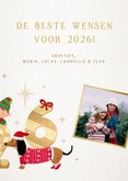 Vrolijke moderne 2026 nieuwjaarskaart met lieve diertjes 3
