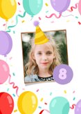 Vrolijke uitnodiging kinderfeestje met gekleurde ballonnen 2