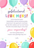 Vrolijke verjaardagskaart jarig in juli met ballonnen 3