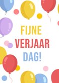 Vrolijke verjaardagskaart met gekleurde ballonnen & confetti 2