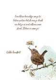 Wenskaart denk aan jou met vogeltje op bloesemtak 3