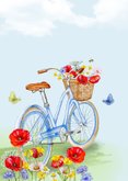 Wenskaart fiets met bloemen 2