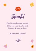 Wenskaart kus met bloemen door je brievenbus 3