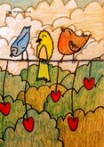 Wenskaart Liefdevolle groet van fluitende vogels 2