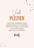 Wenskaart veel plezier op school wijs vosje confetti 3