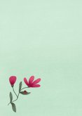 Wenskaart vol met roze bloemen en tekst: ik denk aan je 2