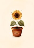 Wenskaart zonnebloem met gezichtje liefs voor jou 2
