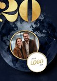 Wereldbol zakelijke kerstkaart stijlvol gouden 2027 2