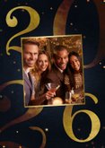 Zakelijke kerstkaart 2026 goud met sterren fijne feestdagen 2
