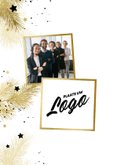 Zakelijke kerstkaart 2026 zwart-wit met takjes en sterren 2