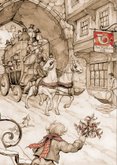 Zakelijke kerstkaart Anton Pieck postkoets bruindruk 2