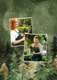 Zakelijke kerstkaart Fijne Feestdagen foto's kerstbomen goud 2