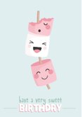 Zoete felicitatiekaart met illustratie van marshmallows 2