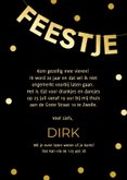 Zwarte uitnodiging feestje met foto en gouden confetti 3