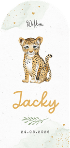 Geboortekaart hoge boogkaart jungle panter dieren waterverf