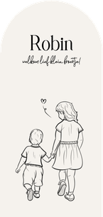 Geboortekaartje broertje boog met lijn illustratie zwart wit