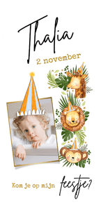Hoge boog kinderfeestje 1 jaar jungle aap giraf leeuw foto