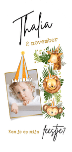 Hoge boog kinderfeestje 1 jaar jungle aap giraf leeuw foto
