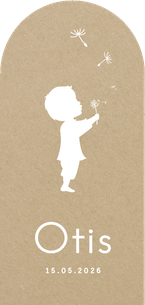 Langwerpig kraft geboortekaartje jongen boog paardenbloem 