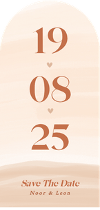 Save the date kaart met beige waterverf in boog vorm
