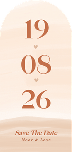 Save the date kaart met beige waterverf in boog vorm