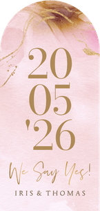 Stijlvolle boogvormige trouwkaart bohemian watercolor 