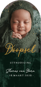 Uitnodiging doopsel spetters goudlook foto