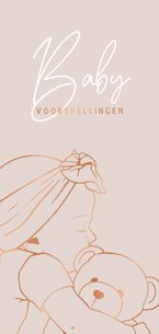 Babyshower invulkaartje met lijnillustratie van meisje